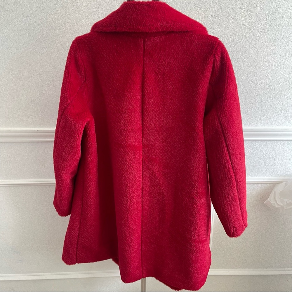 Coldwater Creek Vibrant Red Teddy Faux Fur Jacket - Picture 7 of 11